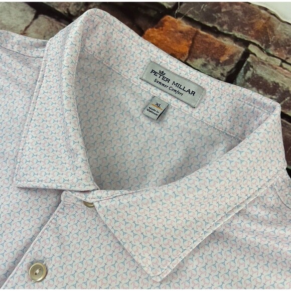 Peter Millar Summer Comfort Performance Golf Polo Palmer Laurel Valley White XL - Picture 3 of 11